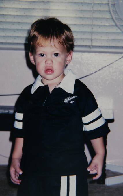 Future star: A young Kalyn Ponga pictured in his All Blacks jumper.