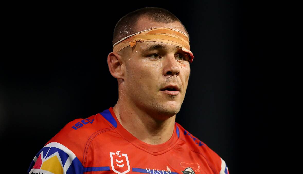 Wounded: Knights prop David Klemmer could be facing surgery on his injury wrist but should be right to play in two Tests for the Kangaroos if selected next month. Picture: Getty Images.
