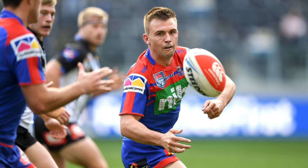 Dispensation: Knights officials are anticipating hooker Chris Randall will be cleared to play NRL for the club when the competition resumes despite only currently being on a development contract. Picture: NRL Photos.