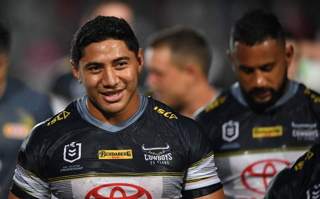 Threat: The Knights will be hoping Cowboys enforcer Jason Taumalolo won't be wearing a smile like this after the two sides clash in Saturday's round 7 encounter in Townsville. Picture: NRL Photos. 
