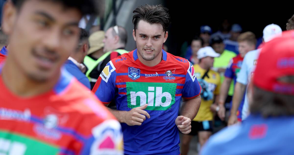 Opportunity: Youngster Tex Hoy is poised to make his NRL debut at fullback when the Knights' season resumes but sees five-eighth as his long term spot. Picture: NRL Photos.