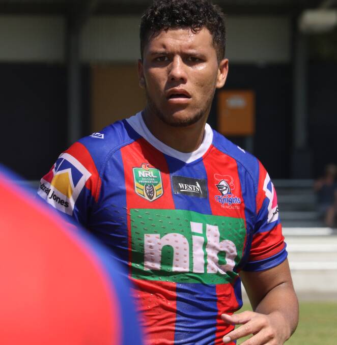 Star quality: Knights teenager Starford Toa signaled his potential, scoring a try with his first touch in his first real taste of top level footy in Newcastle's 30-6 trial loss to the Cronulla Sharks at Maitland last Saturday.