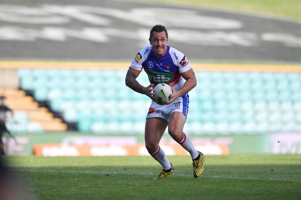 Brilliant: Knights skipper Mitchell Pearce had a hand in several tries and scored one himself in a great captain's knock against the Wests Tigers at Leighhardt Oval yesterday.Picture: NRL Photos.