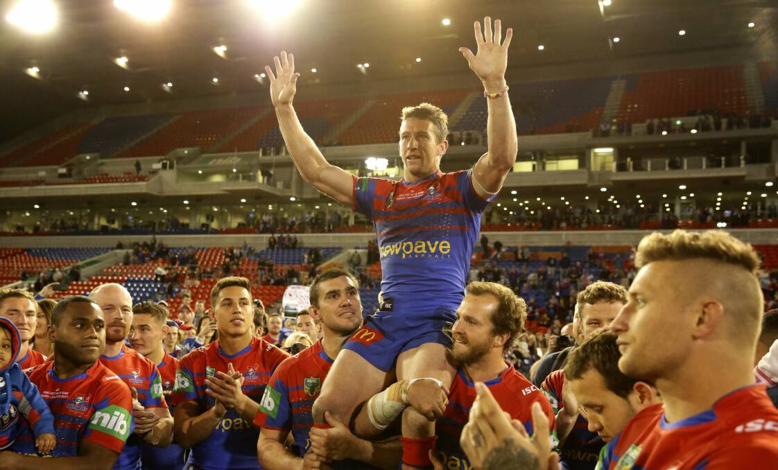 Kurt Gidley after his farewell game for the Knights in 2015.