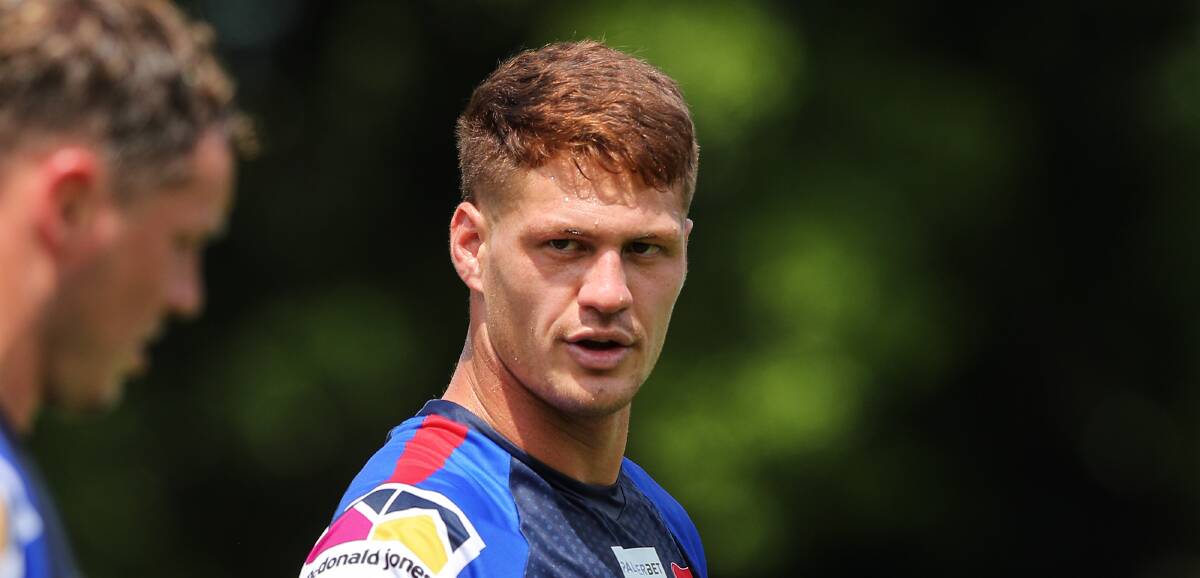 Doubts: Knights fullback Kalyn Ponga has done nothing to extinguish the flames of uncertainly surrounding his playing future despite saying he is full committed to winning a premiership at the club. Picture: Max Mason-Hubers. 