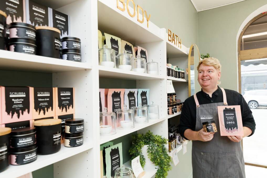 Josh Lawlor in the new retail space of Scrubba Body's King Street store. Picture by Max Mason-Hubers