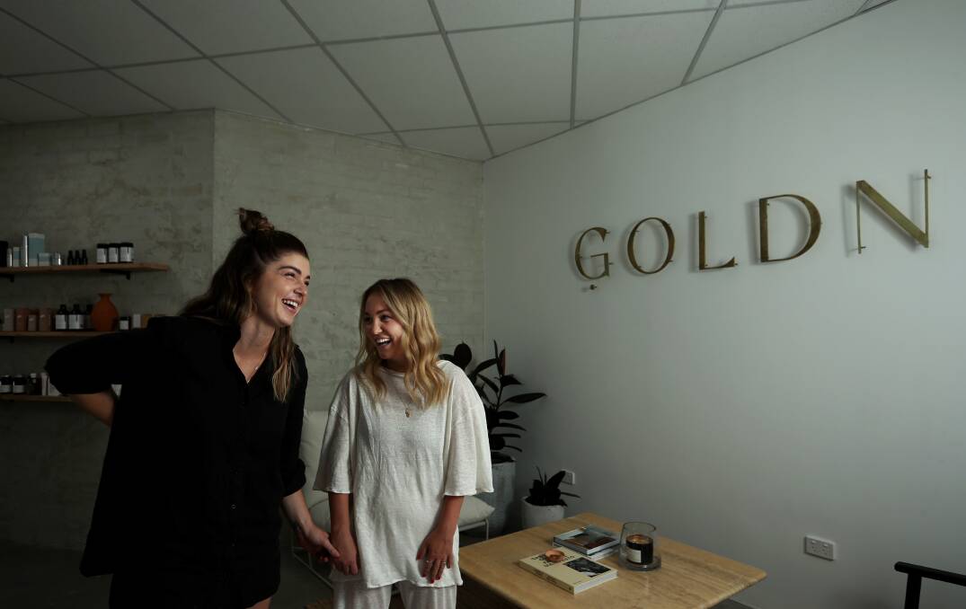 Power of two: Char Bloomfield, left, and Bonnie-Lee Mooney at their new collective Goldn' Studios in New Lambton. Picture: Simone De Peak 