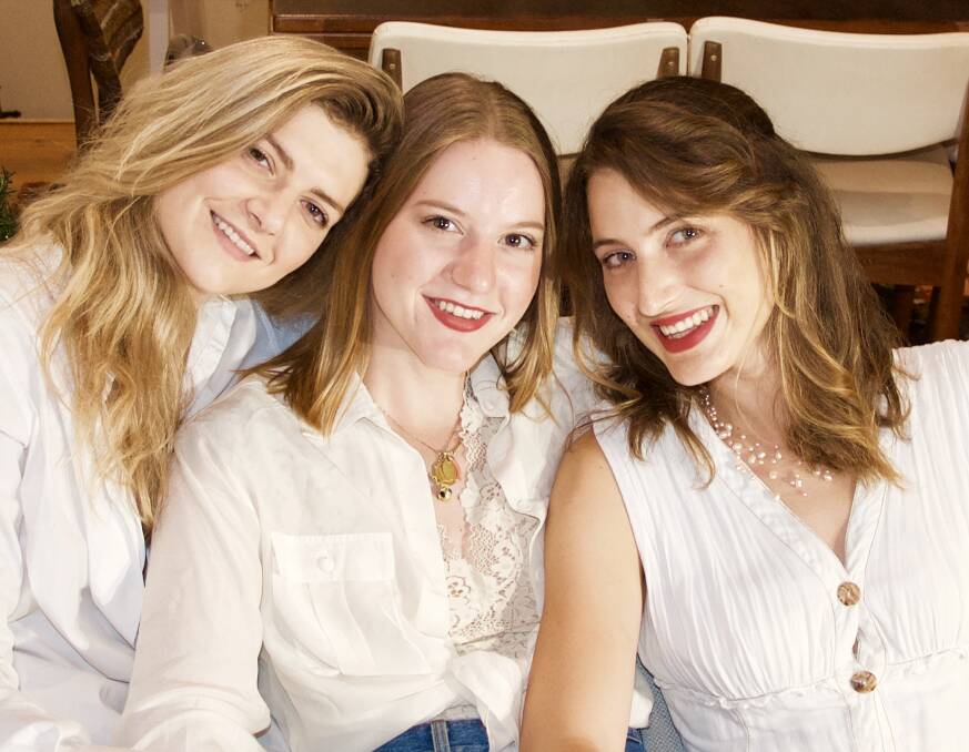 Sister act: Banksia Cosmetic co-founders Camille Brogi, right, with sisters Emily, far left, and Julia. 