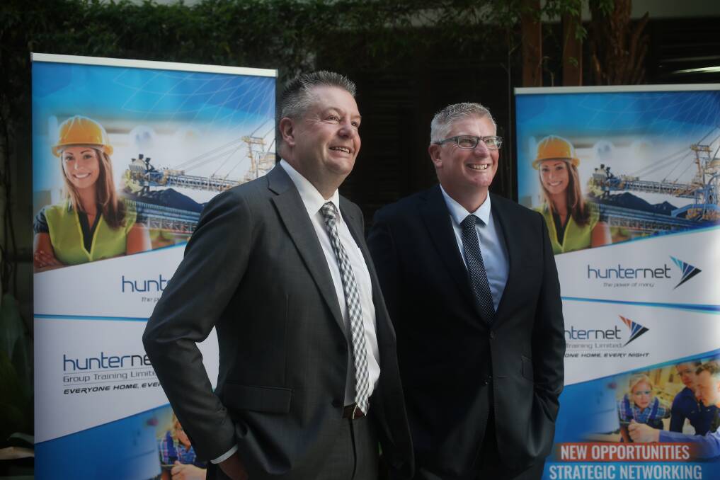 APPOINTMENT: New HunterNet CEO Ivan Waterfield, left, with HunterNet chairman Steve Tolley. Picture: Simone De Peak