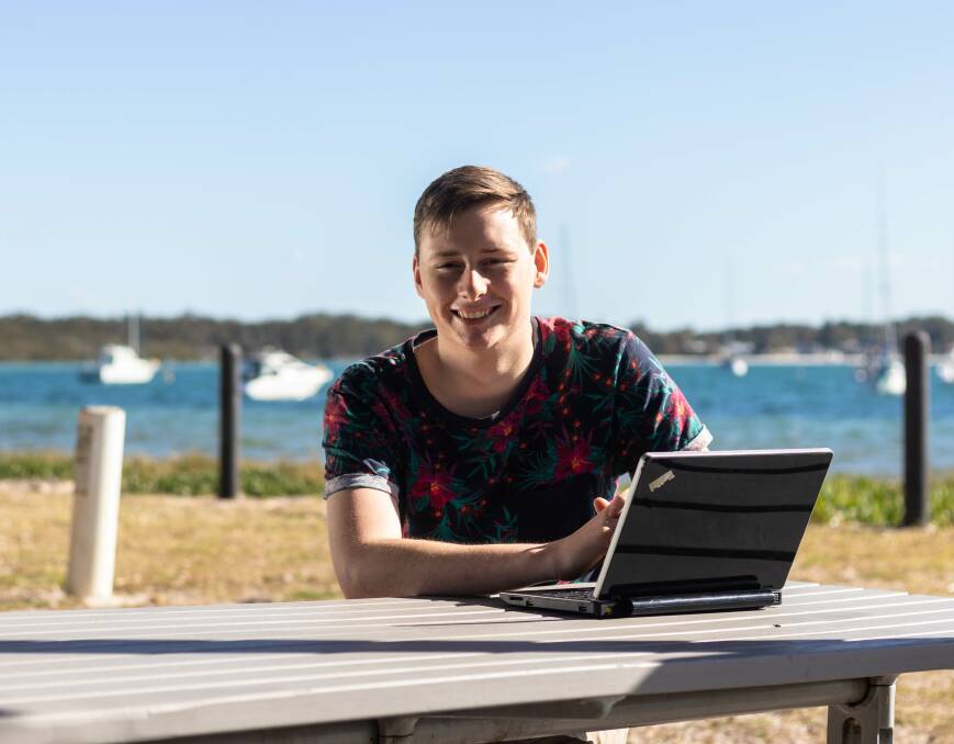 Early success: Tomaree High's Tyler Regan says winning the Hunter Young Business Mind award was transformative for his software startup. 