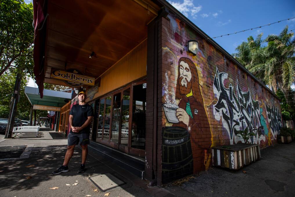 Staying positive: Luke Davico is temporarily closing Newcastle institution Goldbergs on Darby Street. Picture: Marina Neil 