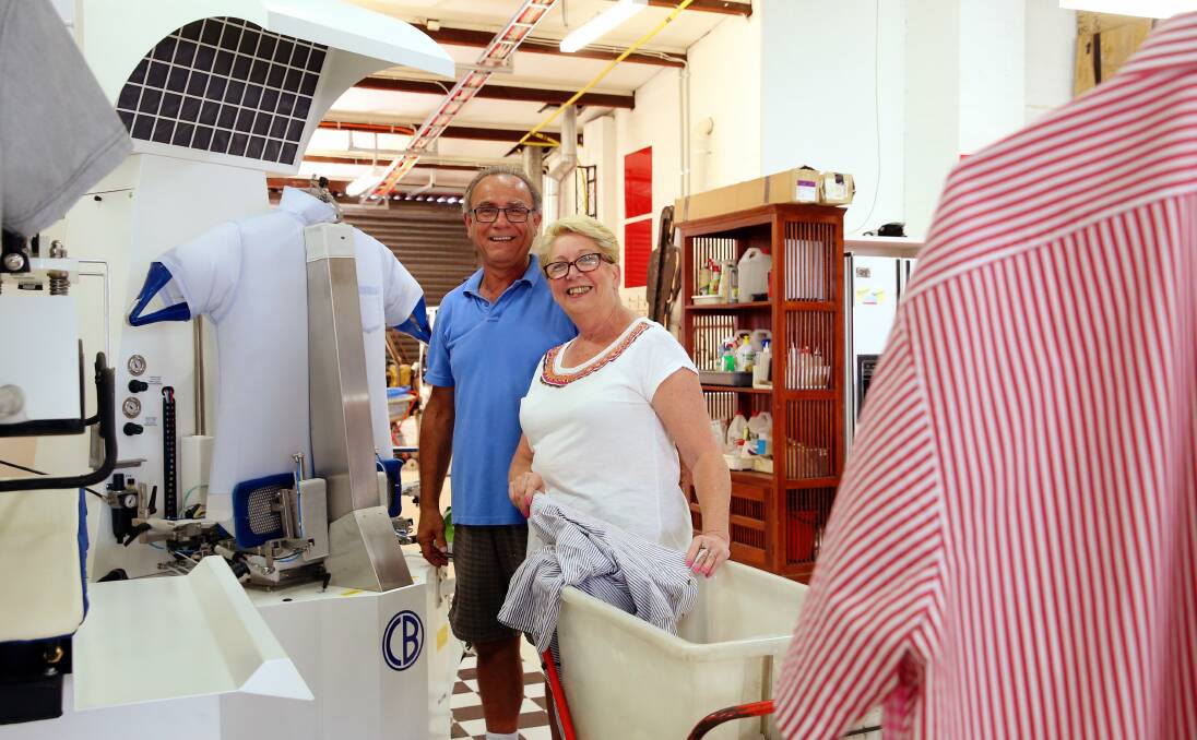 Clean slate: “We’ve always been in business, it’s exciting and scary to be back now,” says Sue Joannou, with husband David at their new laundrette in Newcastle West. Picture: Max Mason-Hubers.