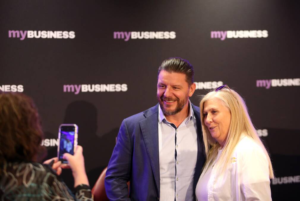 Manu Feildel in Newcastle at the My Business roadshow. Picture: Peter Lorimer
