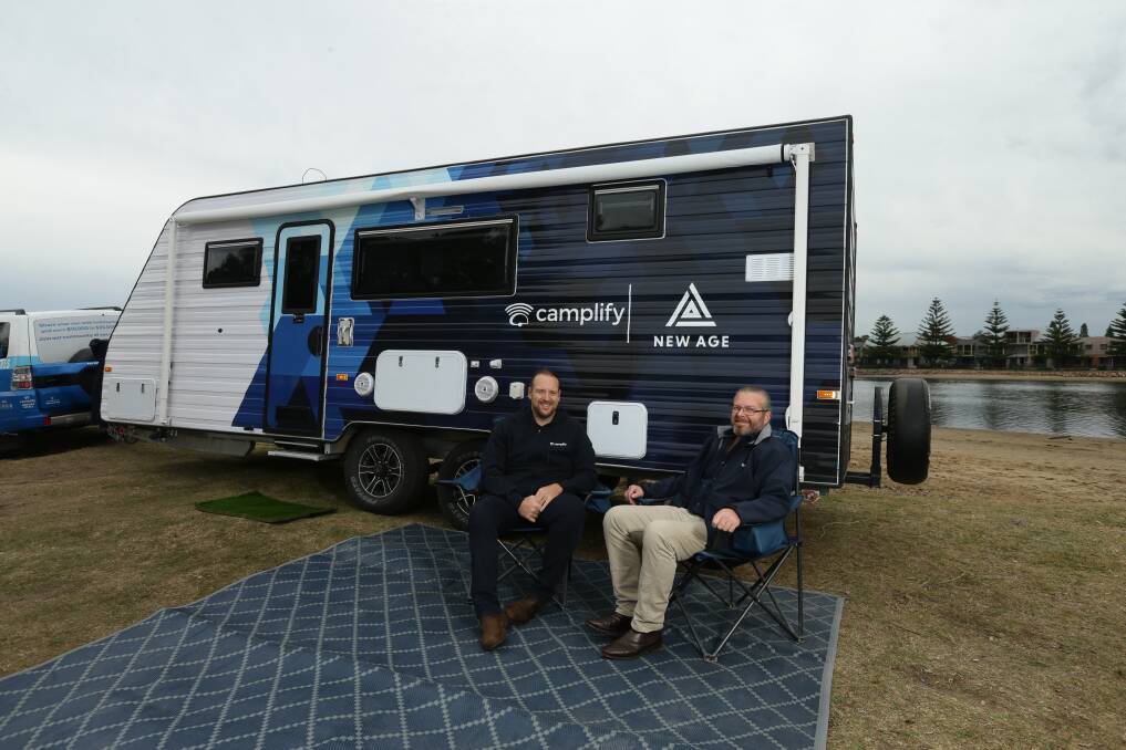 Life in the slow lane: Justin Hales, left, and Josh Fischer have listed their caravan-share company Camplify. Picture: Jonathan Carroll