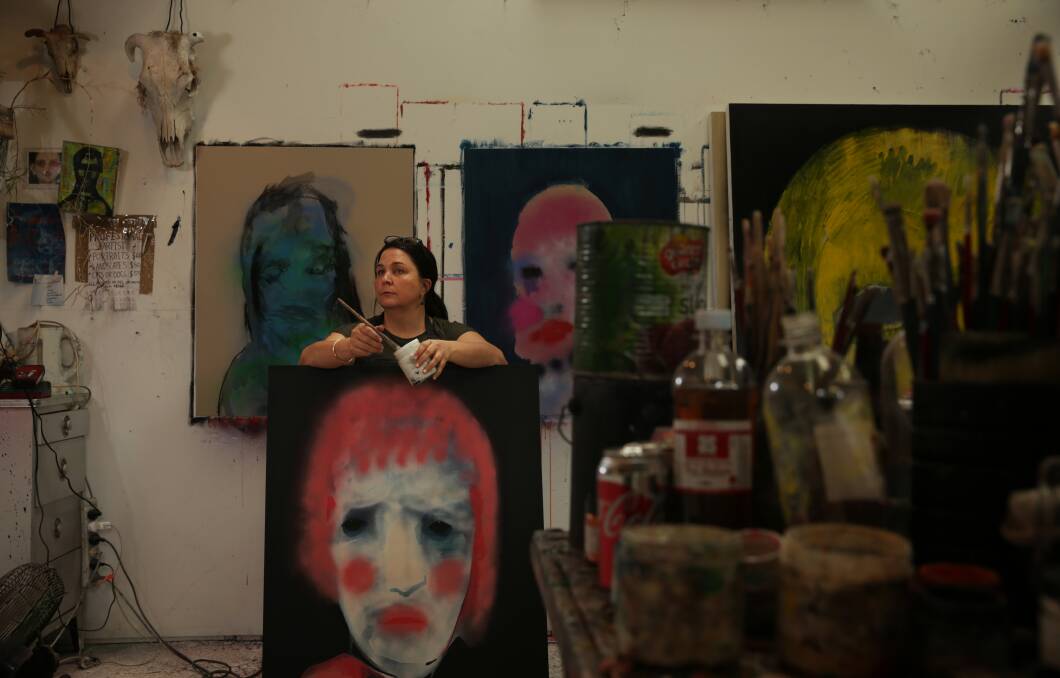 STUDIO LIFE: Sally Bourke pictured in her Newcastle art studio. Picture: Simone De Peak