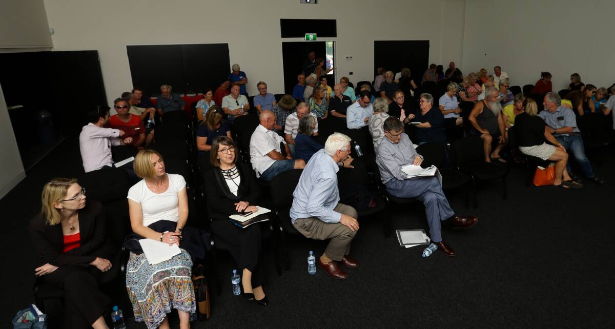 WAITING: Williamtown region residents at a Defence briefing last night. Picture: JONATHAN CARROLL