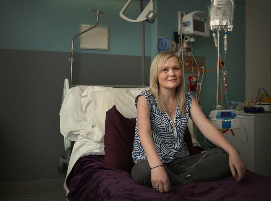 Fighter: Morgan Gollan used to have to visit hospital for intravenous antibiotics every two months, but this is her first visit in eight months. Picture: Max Mason-Hubers
