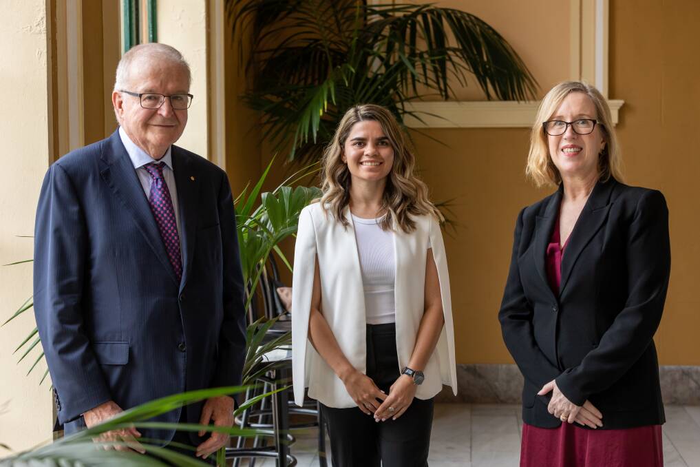Special: Chief Justice Tom Bathurst AC; Taylah Gray and Professor Tania Sourdin, who hopes the graduates "give back to their community". 