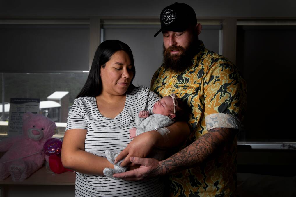 Love: Jowana Tremain and Jacob Campbell are "over the moon" to be first time parents. Picture: Marina Neil