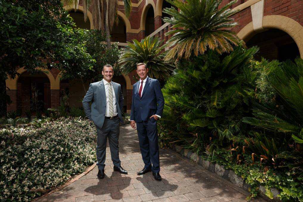 Direction: College principal Marc Romano (left) pictured in 2018 when he was St Mary's head of campus, alongside then-college principal Tim Cleary. Picture: Max Mason-Hubers