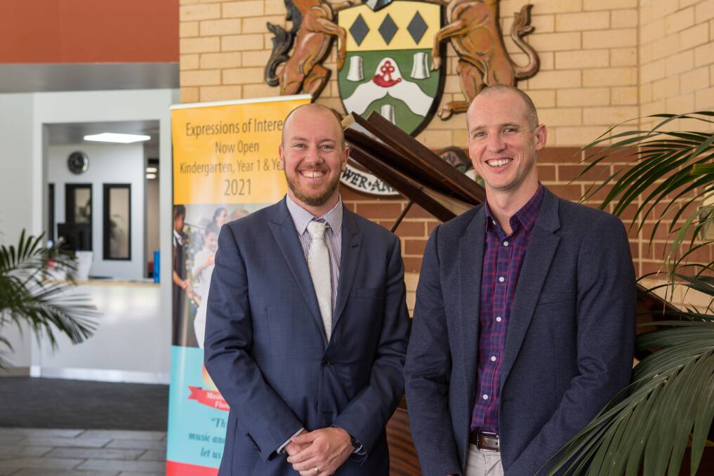 Opportunity: Principal Chris English with board member Councillor Jason Foy. The board also includes Kim Williams AM, Philip Pogson and Gerry Bobsien.