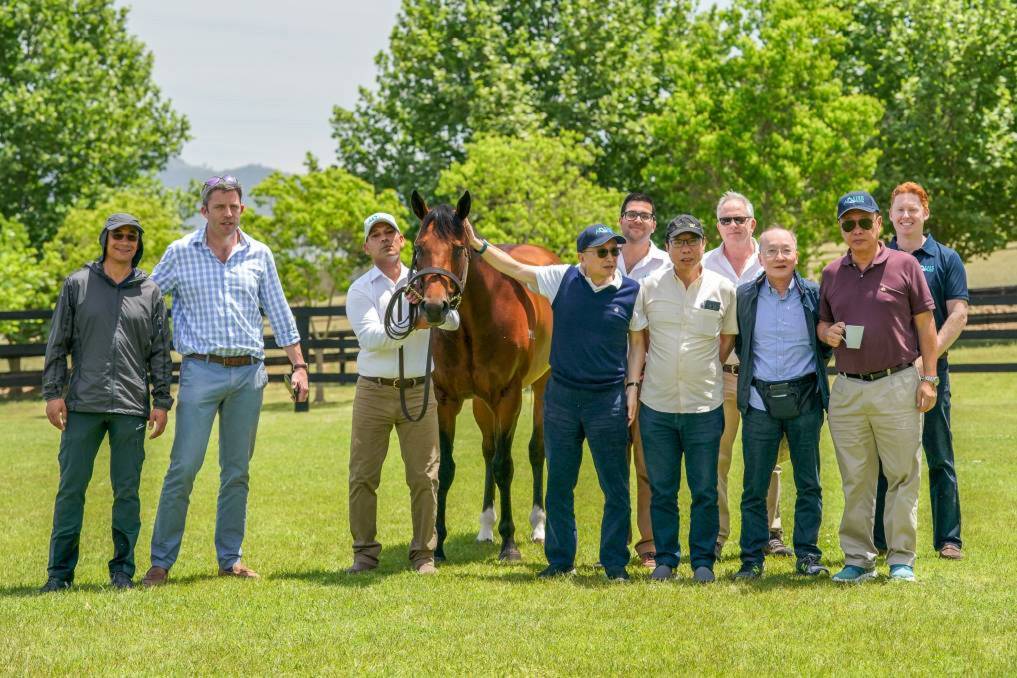 Celebrate: Aquis Farm owner Tony Fung returned to Murrurundi with friends and business associates after success at the 2018 AAMI Victoria Derby.