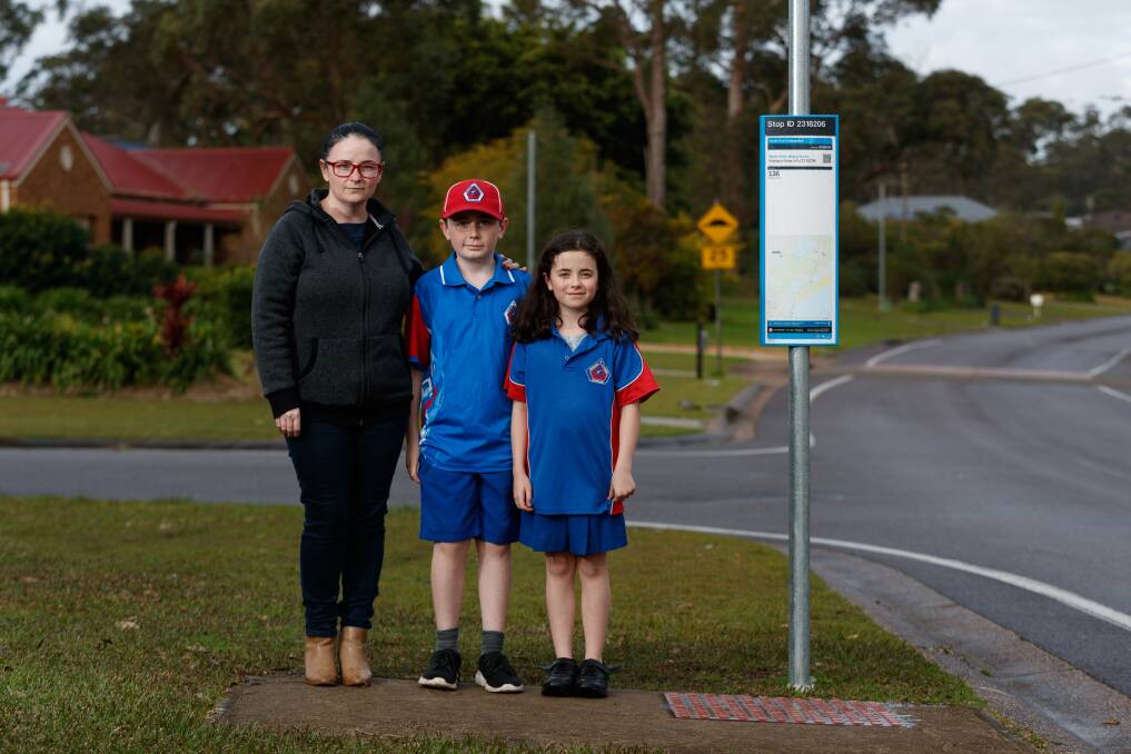 Upset: Jacqui Stokes' children Lucas, 11, and Kaylee, 8, were stranded. Picture: Max Mason-Hubers