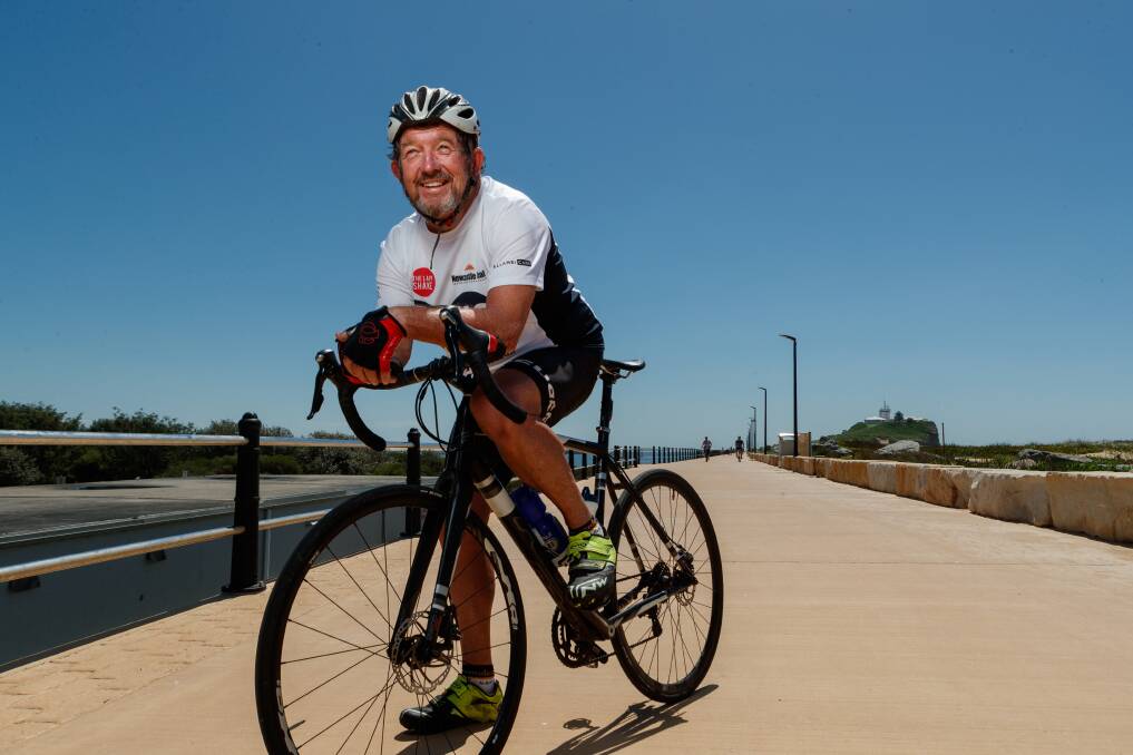 On your bike: Lifelong cyclist Ian Kidd plans to ride at least part of the way back to Newcastle so he can hit 2000 kilometres. Picture: Max Mason-Hubers