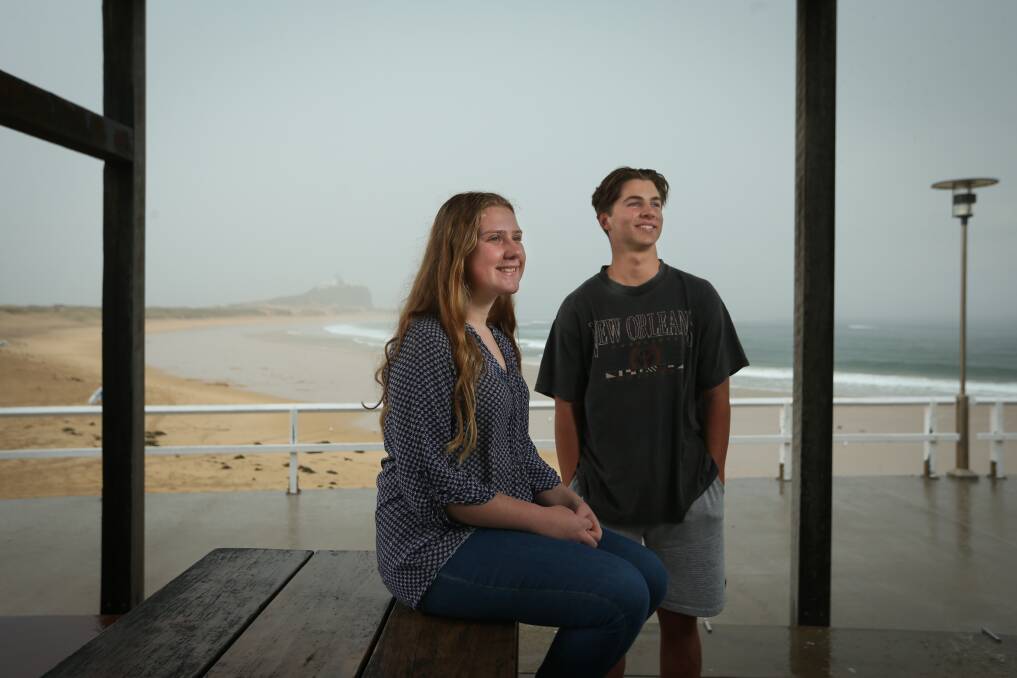 Outstanding: Zeraphina Freeman,18, and Andy Kinkade, 17. This year marks the Hunter's best performance on the NSW Education Standards Authority's First In Course list in five years. Picture: Simone De Peak