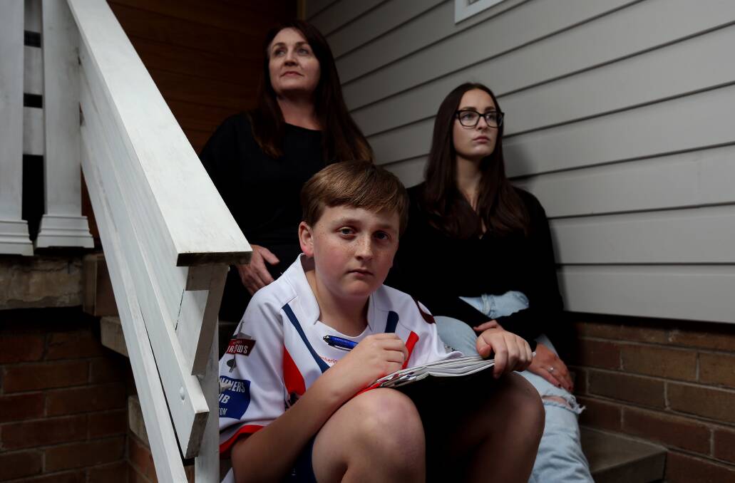 Perspective: Fiona Provost, with Emily and Jack, said she was less stressed about remote learning this year, saying children were always learning, "it does not have to be pen and paper". She said she was proud of students and staff. Picture: Simone De Peak