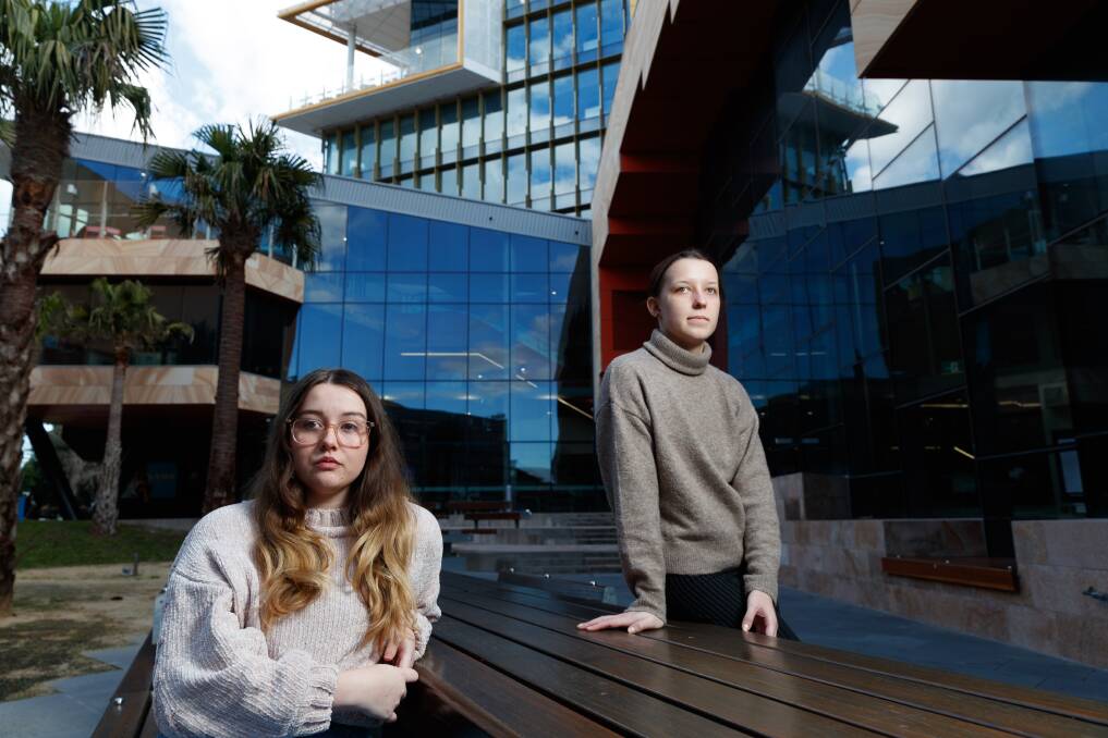 Concern: Students Jess Philbrook and Tabitha Lethlean, who said the plan would "mess up" many students. Picture: Max Mason-Hubers