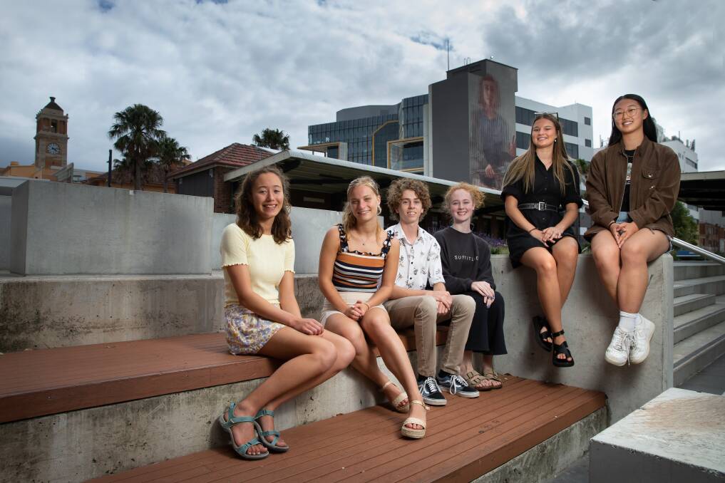 Aim high: Isabella Fung, Emma McGrath, Jack Humphreys, Ruby Targett, Vivien Kuru and Kepei Tan all received ATARs over 99. They were all also All Round Achievers, meaning they achieved results in the highest band possible for at least 10 units of HSC courses. Picture: Marina Neil