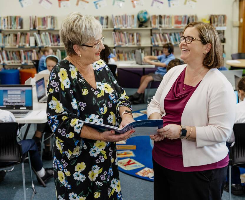 Snapshot: Mary-Anne Jennings, with St Kevin's NAPLAN coordinator Fiona Stretton, said students would take the tests online and were "digital natives". She said they'd be a "blip... and then we go on with the rest of the day."