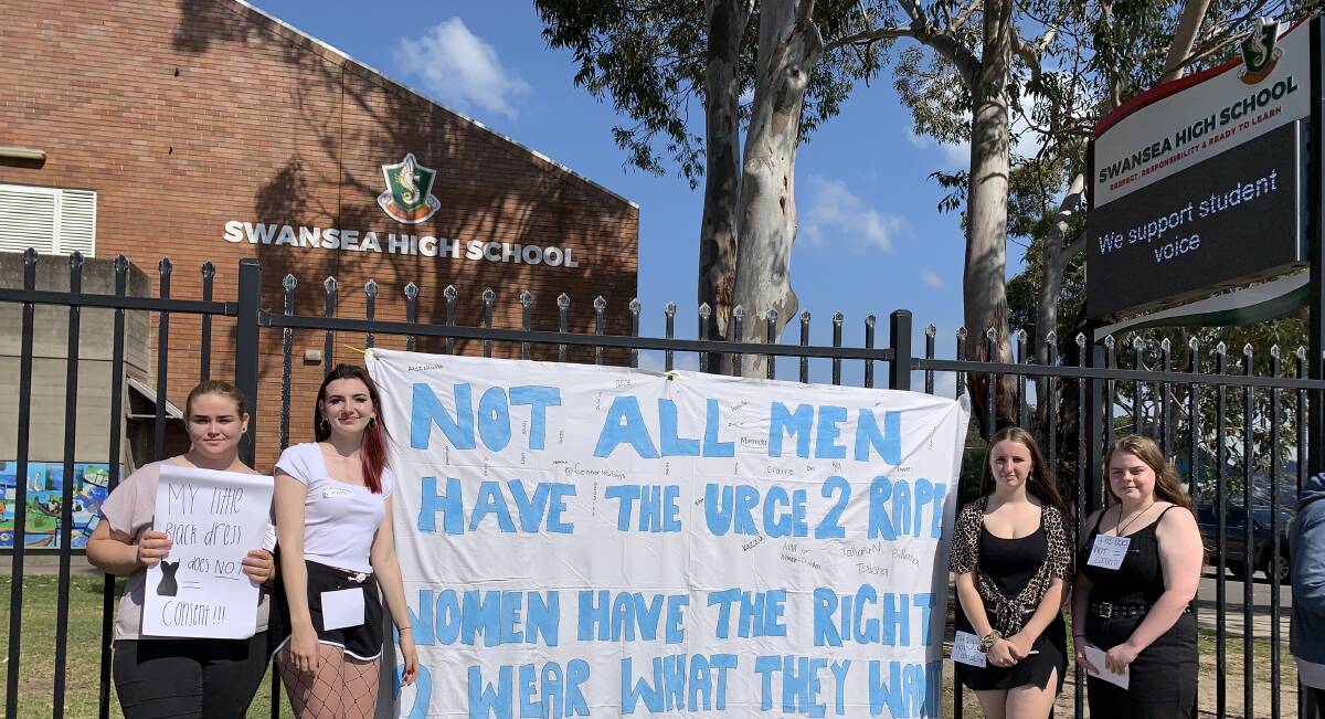 Concerned: Ngara Kennedy, Reece Hill, Natalia Nikolic and Marnie Holl and other students' decision to speak up was supported by the school.