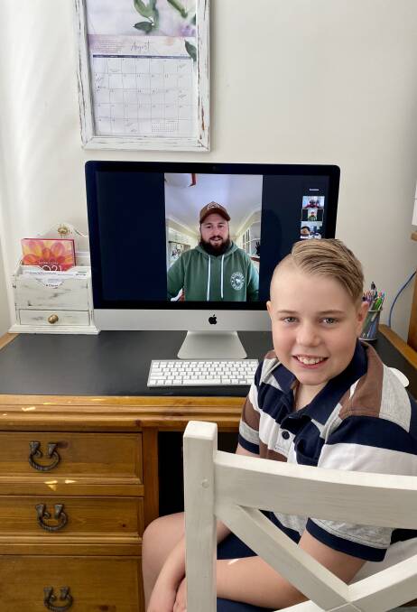 Grateful: Year six student Cooper Boyle said Mr Eade's 25 minute concert was "really good" and "fun". He enjoys remote learning and spending more time with his family.