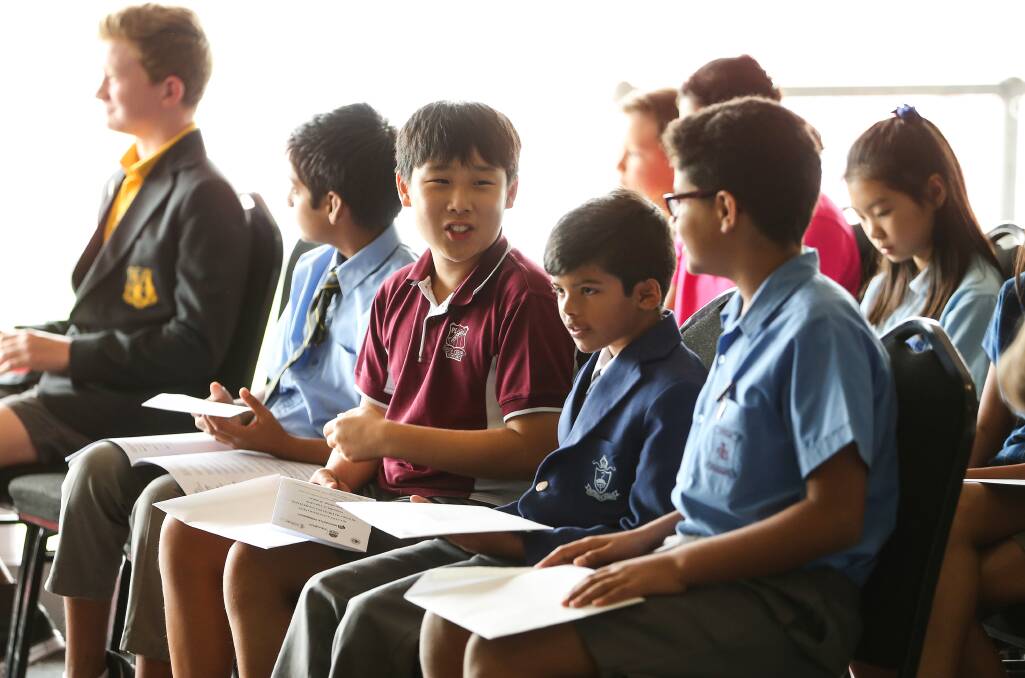 Rewarded: Eric Hwang, 12, Nidhish Bobby Kannan, 12, and Joseph Armanios, 11, were joint winners of the maths competition's year six division. Picture: Marina Neil
