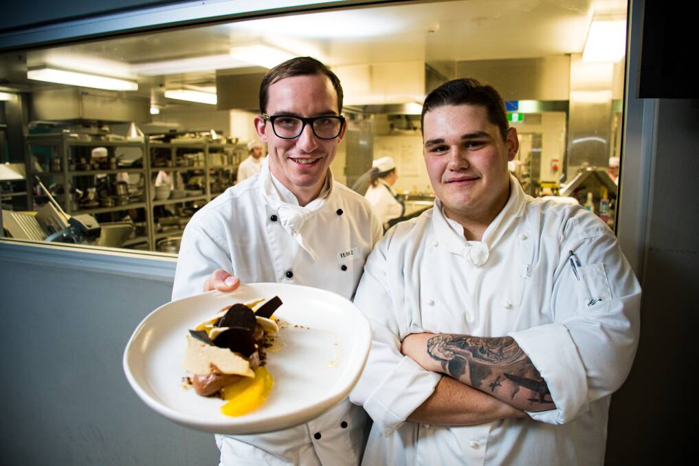 What's cooking: Sous chef Casey Parsons and apprentice chef Thomas Wesche won the Newcastle final. "We were a bit nervous but once we got cooking everything just kind of fell into place," Mr Parsons said. Pictures: Simon McCarthy