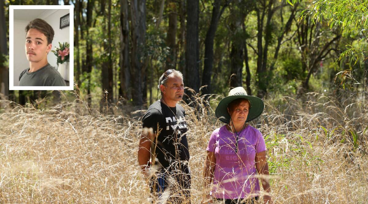 APPEAL FOR HELP: Zac Barnes' (inset) mother Karen Gudelj and step father Mick Gudelj search for him in 2017. Picture: Jonathan Carroll. Crime Stoppers: 1800 333 000.