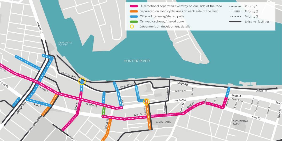 REVEALED: The state government's proposal for an inner city cycleway network. Picture: Supplied 