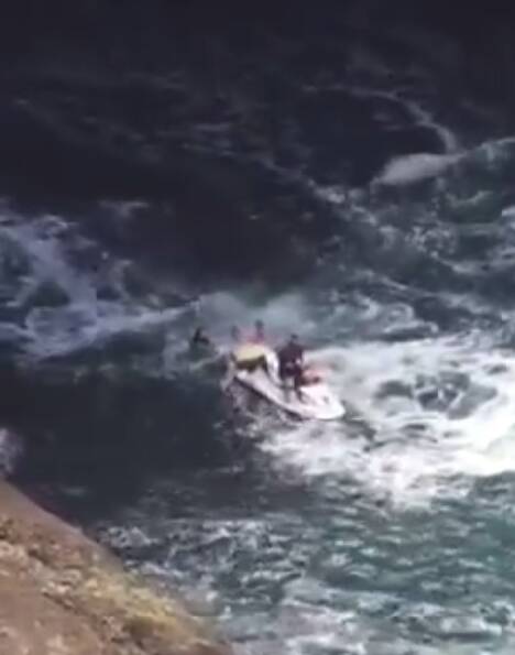RESCUE: A still showing the rescue at Snapper Point on Thursday.