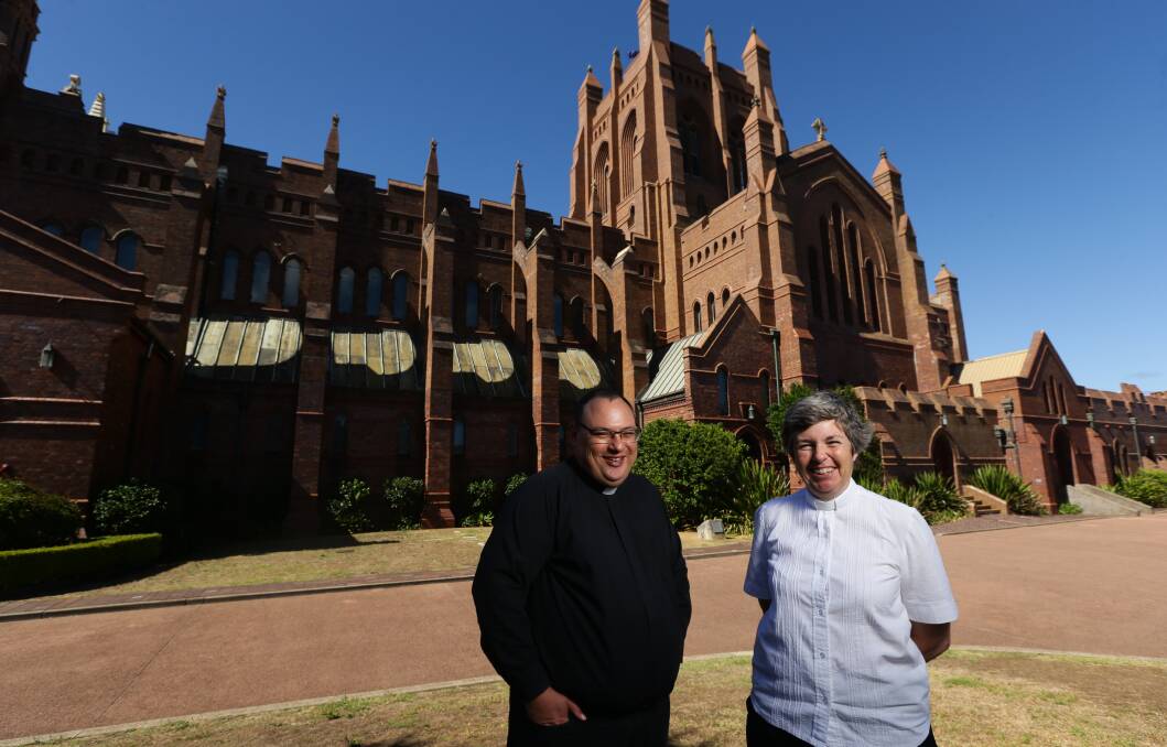 NEW ERA: Archdeacons Charlie Murry and Sonia Roulston have been elevated to the position of assistant bishop in a first for the Anglican Diocese of Newcastle. Archdeacon Roulston is the first woman appointed to assistant bishop in the diocese's 171-year history. Picture: Jonathan Carroll 