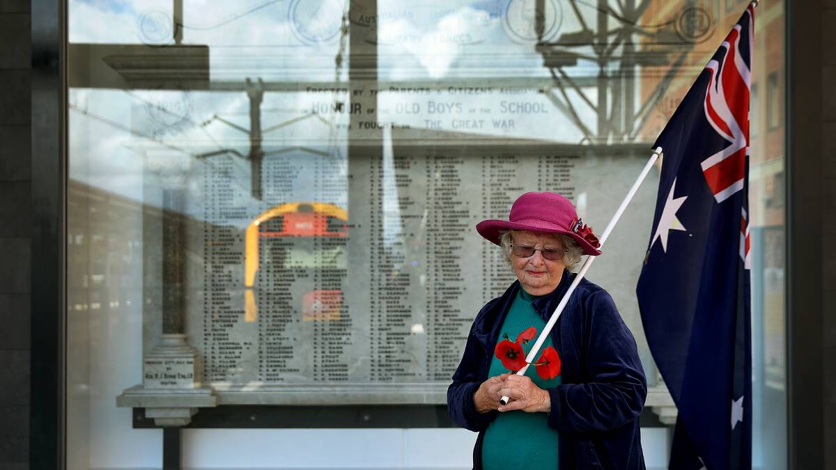  PRESERVING HISTORY: Joyce Foster with the World War I honour roll. Picture: Marina Neil