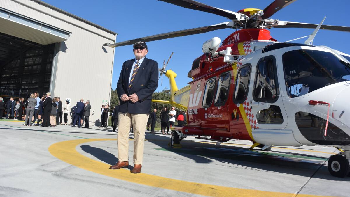 HONOURED: Westpac Rescue Helicopter patron Cliff Marsh at the opening of the new base at Marks Point. As a tribute to Mr Marsh, who has been with the service for four decades, the operation room has been named after him.