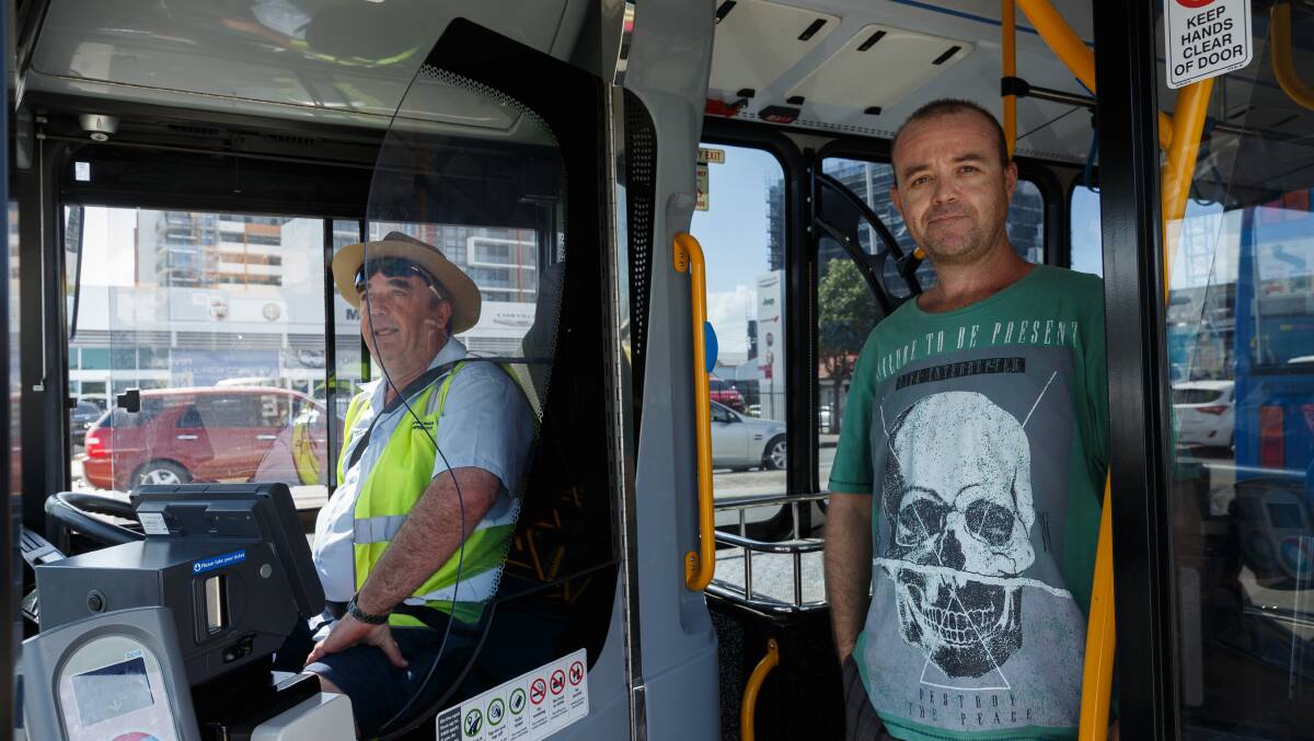 Shane Hattander, of Jesmond, aboard a bus at Wickham on January 14, the day new timetables and services were launched. Picture: Max Mason-Hubers 