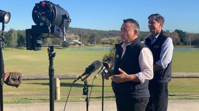 CAMPAIGNING: Then NSW deputy premier John Barilaro announcing the Resources for Rejuvenation fund with now Member for Upper Hunter Dave Layzell in the lead up to the Upper Hunter byelection last year.