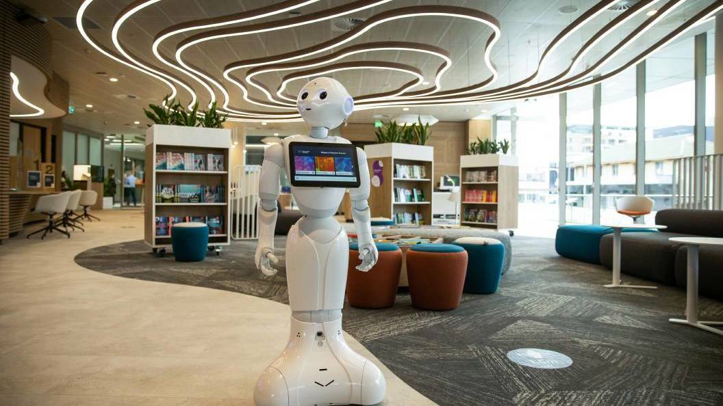 HIGH TECH: City of Newcastle's virtual library assistant Pepper the robot, worth about $30,000, in the first floor of the new administration building.