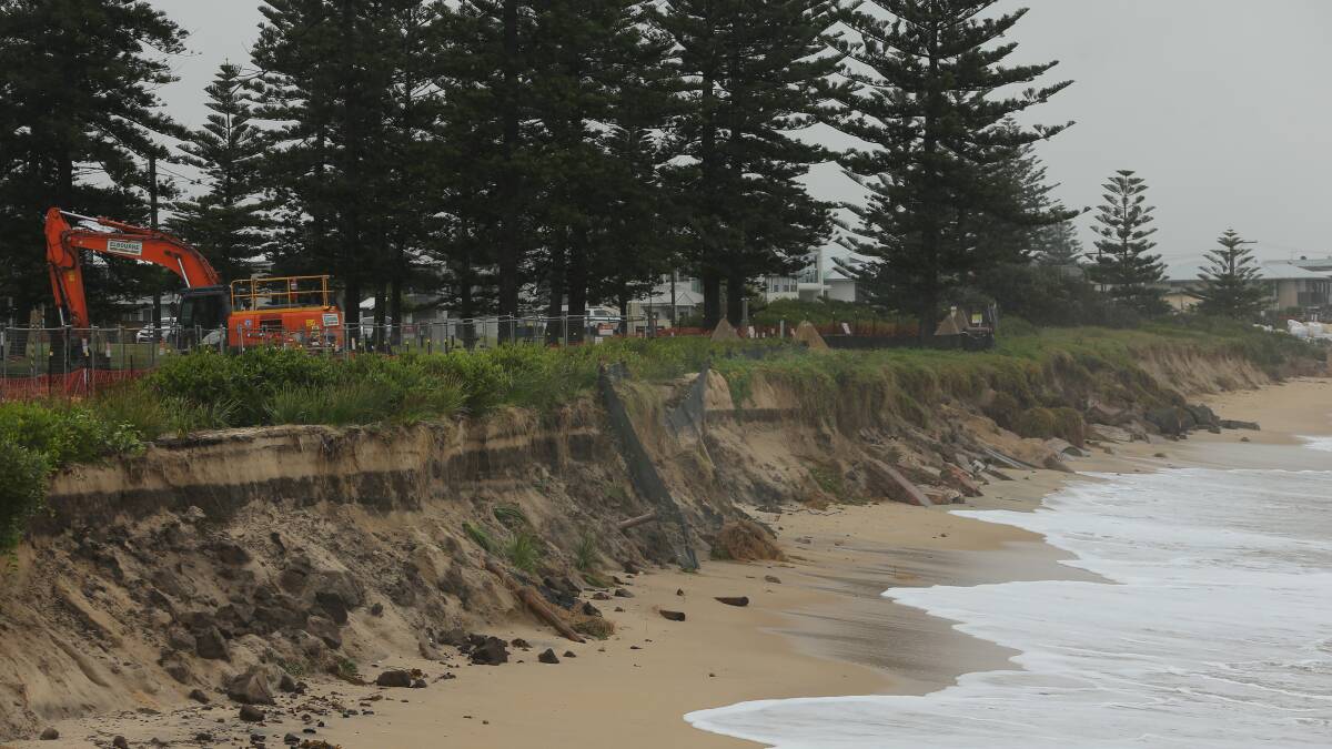 SANDS OF TIME: Steep drop offs run the length of Stockton beach due to two major erosion events earlier this year.