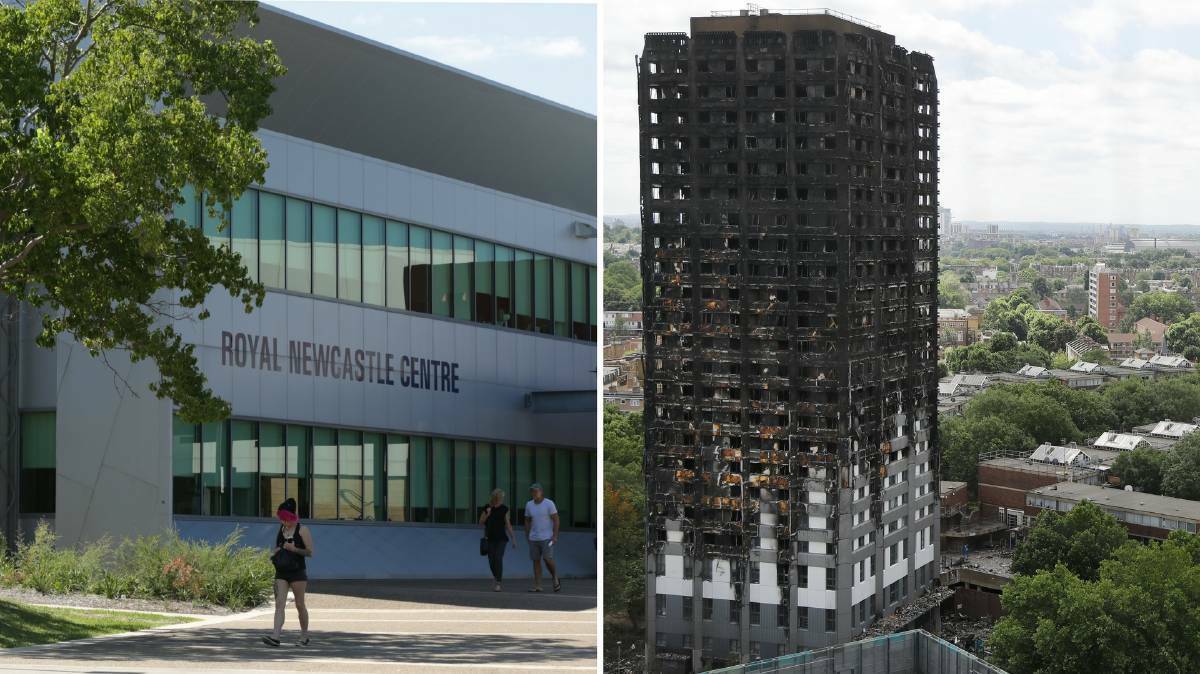 AUDIT ALARM: Dangerous cladding has been found on the Royal Newcastle Centre at John Hunter Hospital. Picture (left): Simone De Peak. Picture (right): AP Photo/Frank Augstein