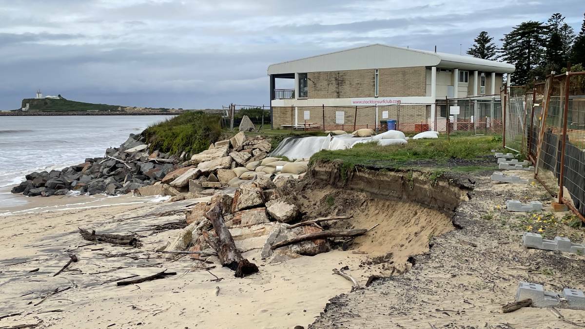 CRIPPLING: Storms ripped more sand from Stockton beach last week. 