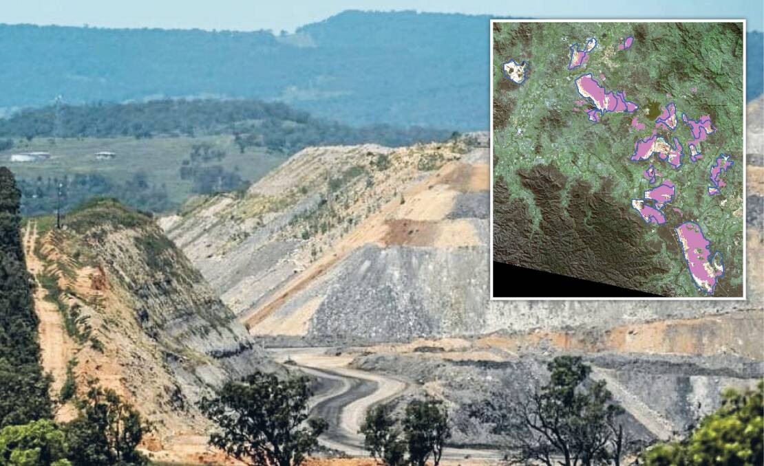 DIGGING IN: BHP wants to extend the life of its Mount Arthur coal mine at Muswellbrook through to 2045. Inset The satellite images showing mining in the Upper Hunter.